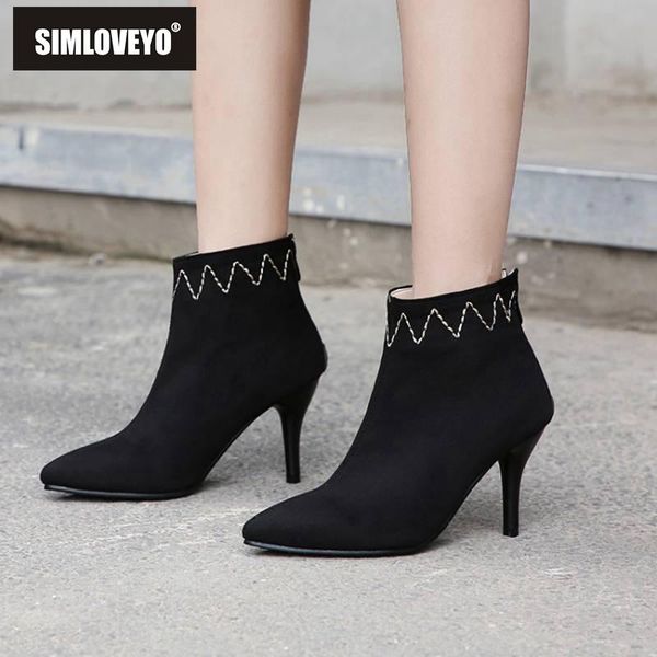 boots simloveyo shoes women ankle pointed toe thin high heel back zipper flock pattern zapatos de mujer booties size 48, Black
boots simloveyo shoes women ankle pointed toe thin high heel back zipper flock pattern zapatos de mujer booties size 48, Black