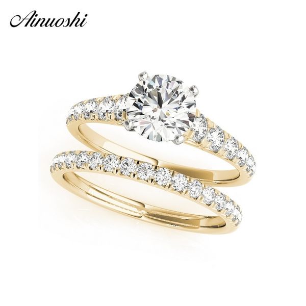 ainuoshi 925 sterling silver women rings yellow gold color round cut 1ct ring sets engagement silver jewelry anillos de mujer y200106, Slivery;golden
ainuoshi 925 sterling silver women rings yellow gold color round cut 1ct ring sets engagement silver jewelry anillos de mujer y200106, Slivery;golden