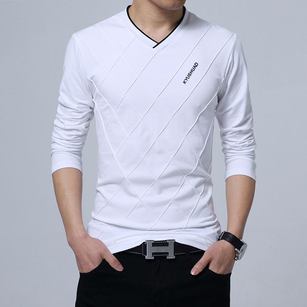 long sleeve men's t-shirt slim v-neck casual solid color tee bottoming men t-shirts mens clothing, White;black
long sleeve men's t-shirt slim v-neck casual solid color tee bottoming men t-shirts mens clothing, White;black