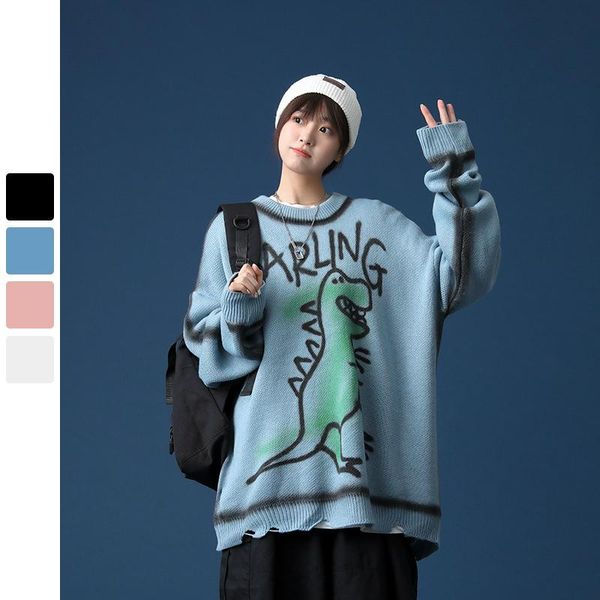 couple sweaters cartoon dinosaur graffiti casual outerwear warm pullovers cute oversized sweater loose o-neck sweater, White;black
couple sweaters cartoon dinosaur graffiti casual outerwear warm pullovers cute oversized sweater loose o-neck sweater, White;black