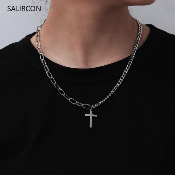 salircon punk cross pendant necklace statement collares goth long chain stainless steel choker necklace women men couple jewelry, Silver
salircon punk cross pendant necklace statement collares goth long chain stainless steel choker necklace women men couple jewelry, Silver