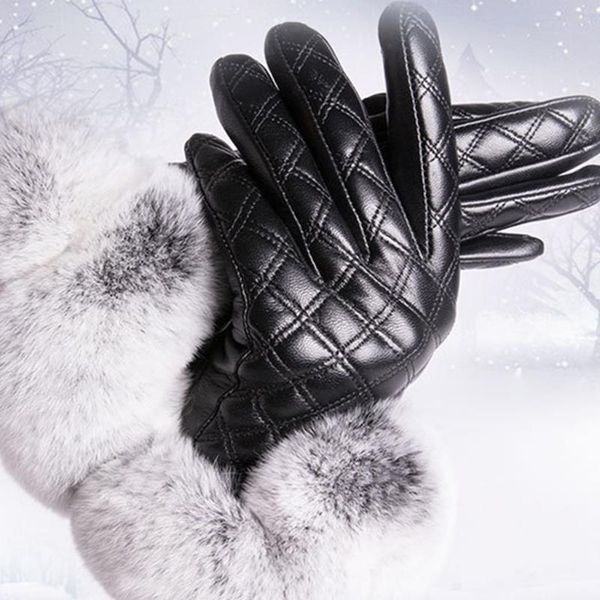 women winter artificial leather touch screen gloves cute furry wrist thicken plush lining thermal warm texting driving full fing, Blue;gray 
women winter artificial leather touch screen gloves cute furry wrist thicken plush lining thermal warm texting driving full fing, Blue;gray