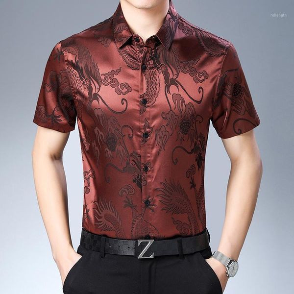 mens fashion pattern silk shirt summer male casual shirt short sleeve satin soft dress shirts, White;black
mens fashion pattern silk shirt summer male casual shirt short sleeve satin soft dress shirts, White;black
