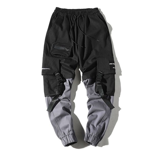 april momo 2020 man pants new fashion streetwear stitching color joggers hip hop long pants men elastic waist cargo pants men lj201217, Black
april momo 2020 man pants new fashion streetwear stitching color joggers hip hop long pants men elastic waist cargo pants men lj201217, Black