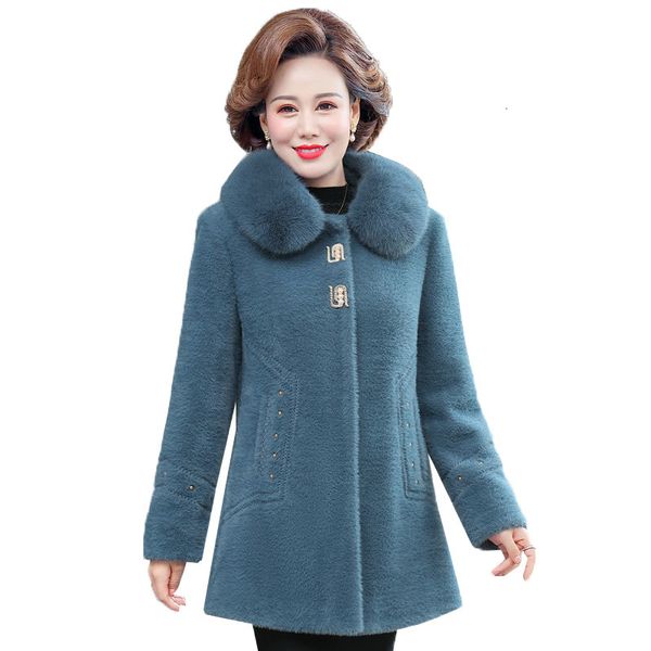 mid-aged winter fashions women's wool coat add cotton thicken elegant korean jacket fake vison fleece outwear r88 y4v8, Black
mid-aged winter fashions women's wool coat add cotton thicken elegant korean jacket fake vison fleece outwear r88 y4v8, Black