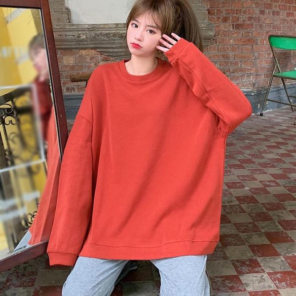 autumn and winter women's clothing new solid color casual students plus velvet loose round neck sweater n, White
autumn and winter women's clothing new solid color casual students plus velvet loose round neck sweater n, White