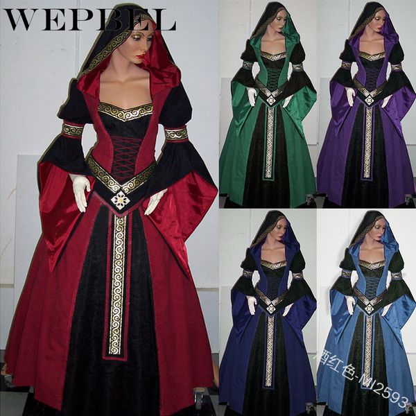 women vintage medieval pagan wedding hooded dress romantic fantasy gown floor length renaissance dress cosplay retro witch dress q1210, Black;gray
women vintage medieval pagan wedding hooded dress romantic fantasy gown floor length renaissance dress cosplay retro witch dress q1210, Black;gray