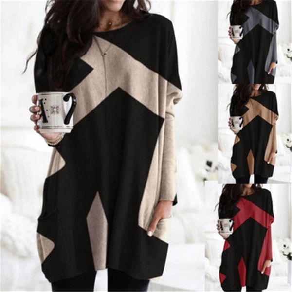 women splicing v-neck t-shirt fashion trend long sleeve long tees designer female spring new with pocket casual loose tshirts, White
women splicing v-neck t-shirt fashion trend long sleeve long tees designer female spring new with pocket casual loose tshirts, White