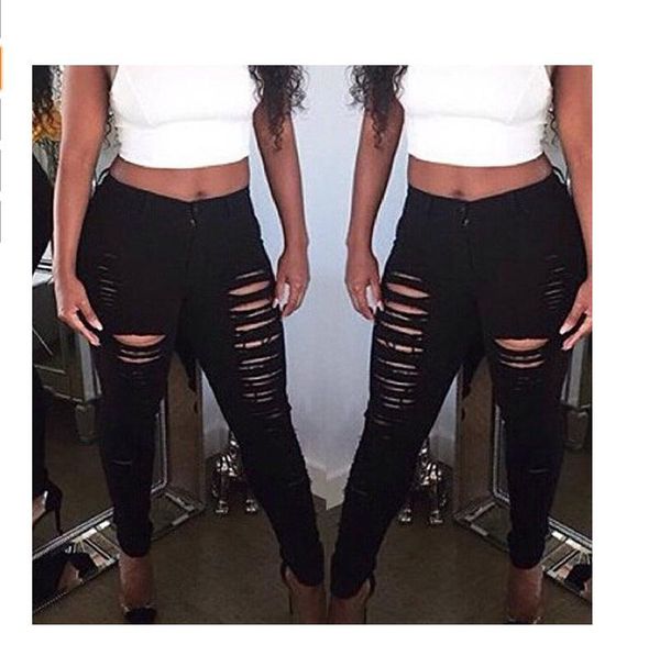 2021 summer white hole ripped jeans women cool denim high waist elasticity pants capris female skinny casual plus size, Blue
2021 summer white hole ripped jeans women cool denim high waist elasticity pants capris female skinny casual plus size, Blue
