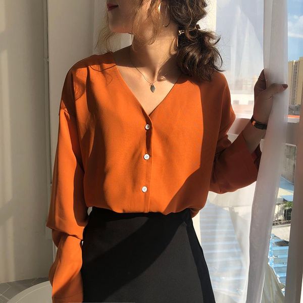women's blouses & shirts solid single breasted summer chiffon blouse women long sleeve elegant korean chic sunscreen v-neck loose 2021, White
women's blouses & shirts solid single breasted summer chiffon blouse women long sleeve elegant korean chic sunscreen v-neck loose 2021, White
