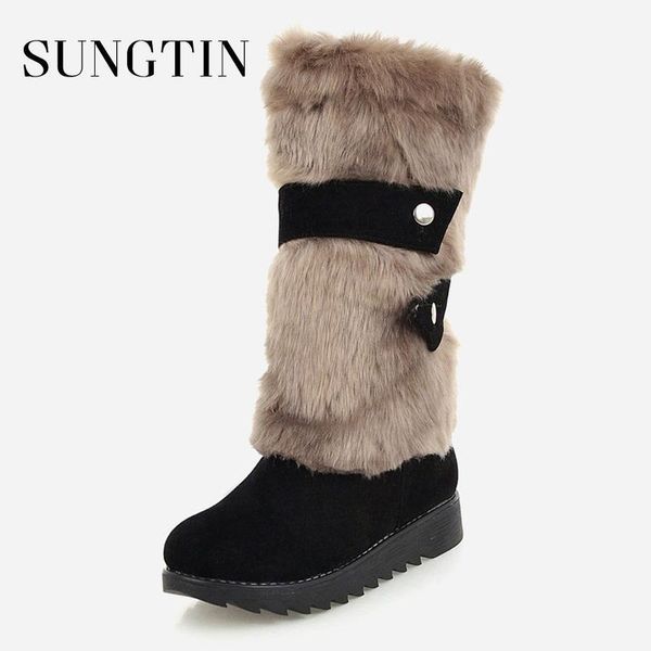 sungtin 2020 winter faux fur boots women casual round toe mid-calf snow boots ladies flock platform flat shoes large size1, Black
sungtin 2020 winter faux fur boots women casual round toe mid-calf snow boots ladies flock platform flat shoes large size1, Black