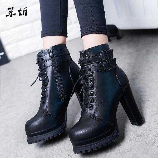 2020 new autumn boots women shoes mid heels motorcycle boots shoes pu round toe metal buckle british style1, Black
2020 new autumn boots women shoes mid heels motorcycle boots shoes pu round toe metal buckle british style1, Black