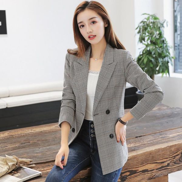 women's jacket 2019 autumn new casual fashion temperament wild lattice double-breasted small suit women's shirt1, White;black
women's jacket 2019 autumn new casual fashion temperament wild lattice double-breasted small suit women's shirt1, White;black