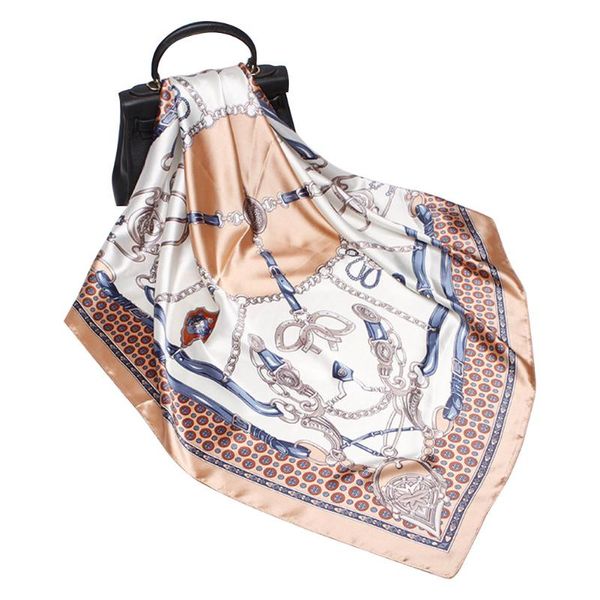 women 90x90cm soft outdoor artificial silk belt printed daily working square scarf casual fashion beach head shawl travel dating, Blue;gray
women 90x90cm soft outdoor artificial silk belt printed daily working square scarf casual fashion beach head shawl travel dating, Blue;gray