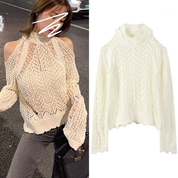 getspring women sweater turtleneck hollow out off the shoulder sweaters women irregular white autumn knitting 2019 new1, White;black
getspring women sweater turtleneck hollow out off the shoulder sweaters women irregular white autumn knitting 2019 new1, White;black