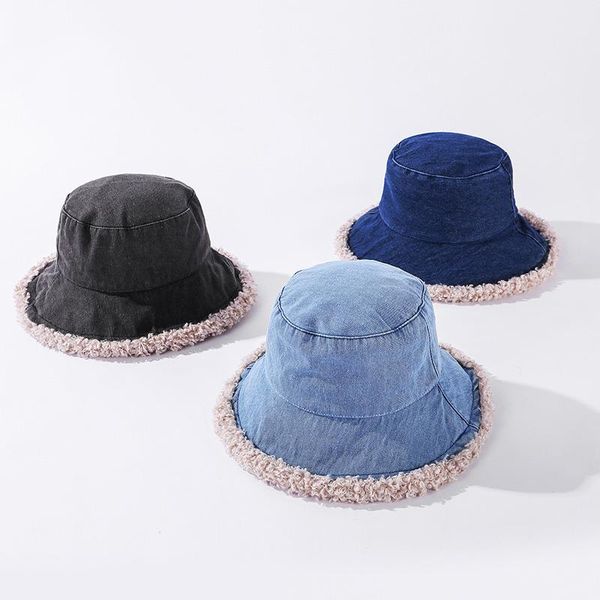 wide brim hats valentine's day fashion bucket for women girl warm denim winter vintage lamb velvet cap bonnet gorros mujer invierno, Blue;gray
wide brim hats valentine's day fashion bucket for women girl warm denim winter vintage lamb velvet cap bonnet gorros mujer invierno, Blue;gray