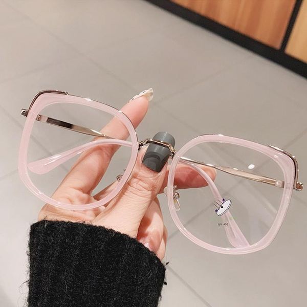 so&ei fashion oversized square women glasses frame vintage clear anti-blu-ray eyewear men optical pink frame computer goggle, Black
so&ei fashion oversized square women glasses frame vintage clear anti-blu-ray eyewear men optical pink frame computer goggle, Black