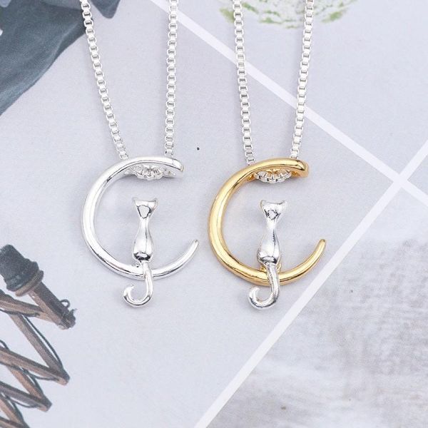 pendant necklaces fashion simple latest style animal moon cat clavicle necklace cute girl gold and two-color optional jewelry gift, Silver
pendant necklaces fashion simple latest style animal moon cat clavicle necklace cute girl gold and two-color optional jewelry gift, Silver