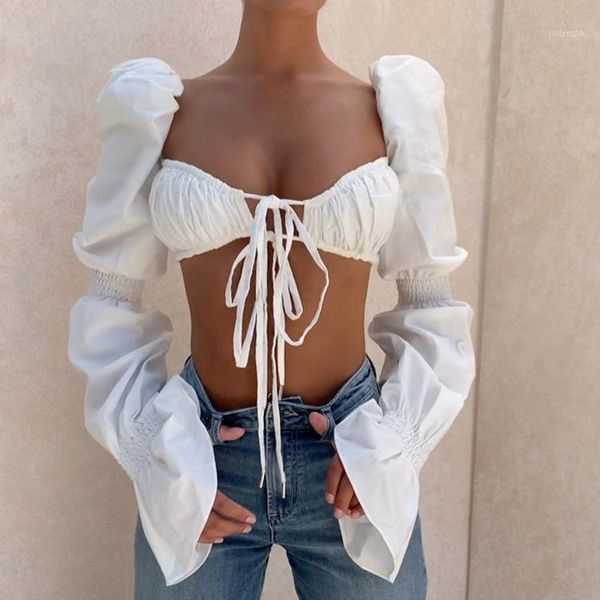 european and american women's fashion solid color flared sleeve lace up drape exposed navel short for women1, White
european and american women's fashion solid color flared sleeve lace up drape exposed navel short for women1, White