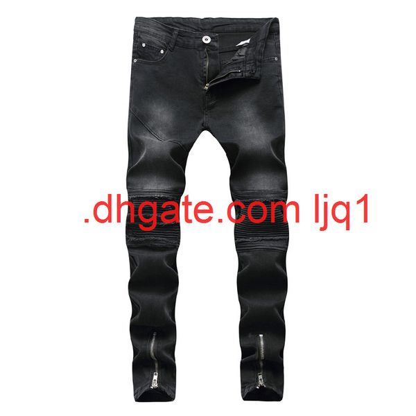new men's jeans high street tight elastic knee hole wear men's trousers, Blue 
new men's jeans high street tight elastic knee hole wear men's trousers, Blue