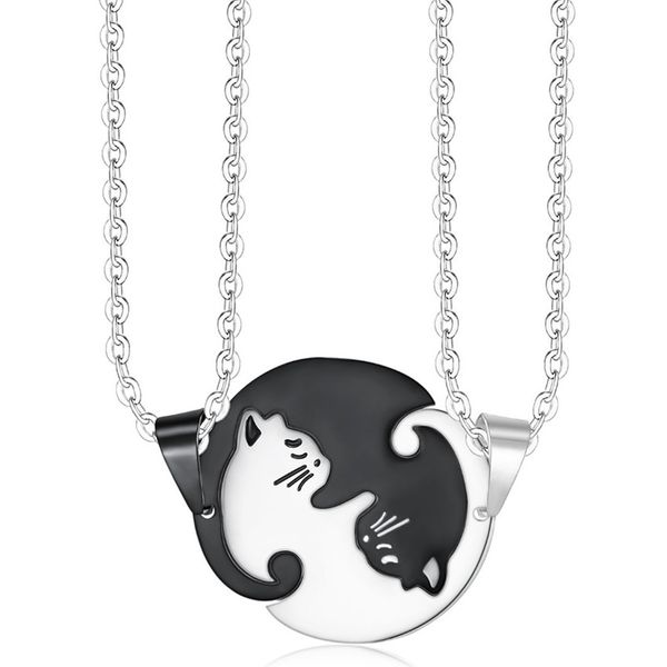 10 pcs stainless steel lovely white and black cat pendant link chain necklace for gift map jewelry, Silver
10 pcs stainless steel lovely white and black cat pendant link chain necklace for gift map jewelry, Silver