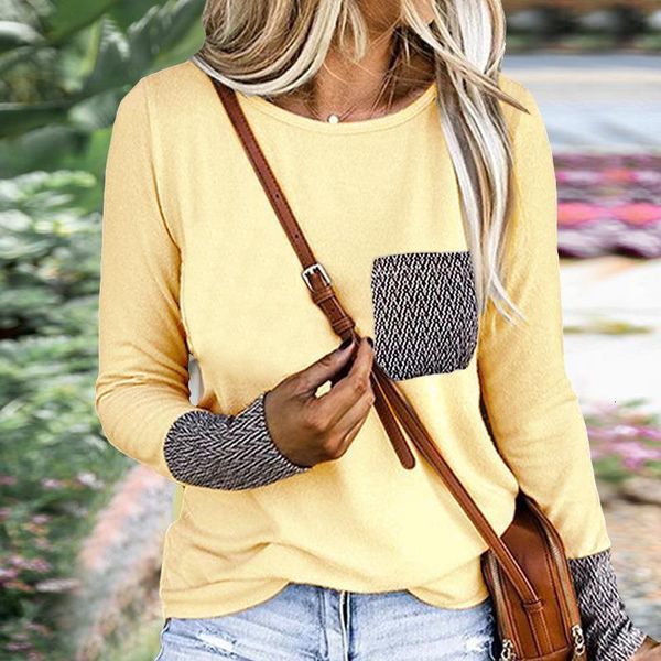 autumn new fashion solid color stitching pocket round neck loose casual t-shirt women's clothing drop shipping, White
autumn new fashion solid color stitching pocket round neck loose casual t-shirt women's clothing drop shipping, White