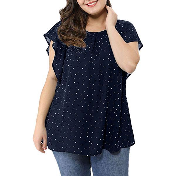 5xl big shirts lady's summer plus size ruffle short sleeve polka dot chiffon shirt women clothing kg-170, White
5xl big shirts lady's summer plus size ruffle short sleeve polka dot chiffon shirt women clothing kg-170, White