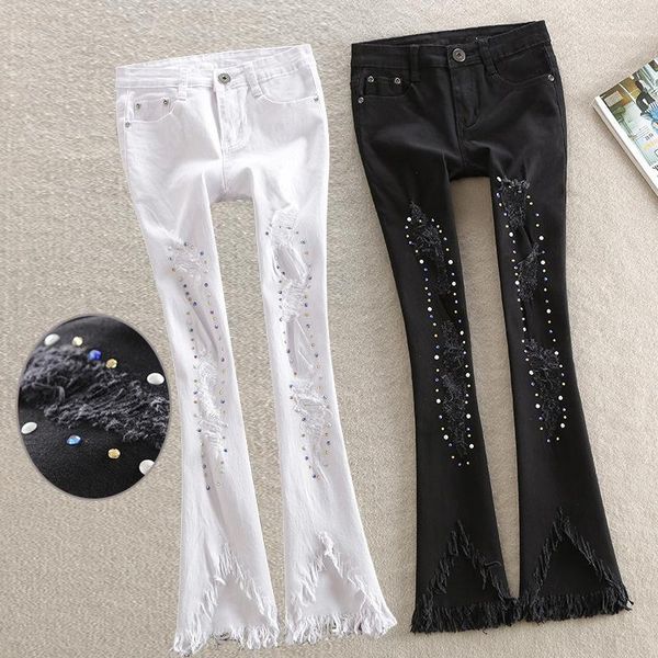 women's jeans summer slim women's flare hole nine pants korean wide feet rhinestone tassel casual women's1, Blue
women's jeans summer slim women's flare hole nine pants korean wide feet rhinestone tassel casual women's1, Blue