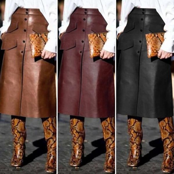 women's pu leather vestidos zanzea 2021 stylish front split skirts casual spring high waist pockets skirts plus size solid robe, Black
women's pu leather vestidos zanzea 2021 stylish front split skirts casual spring high waist pockets skirts plus size solid robe, Black