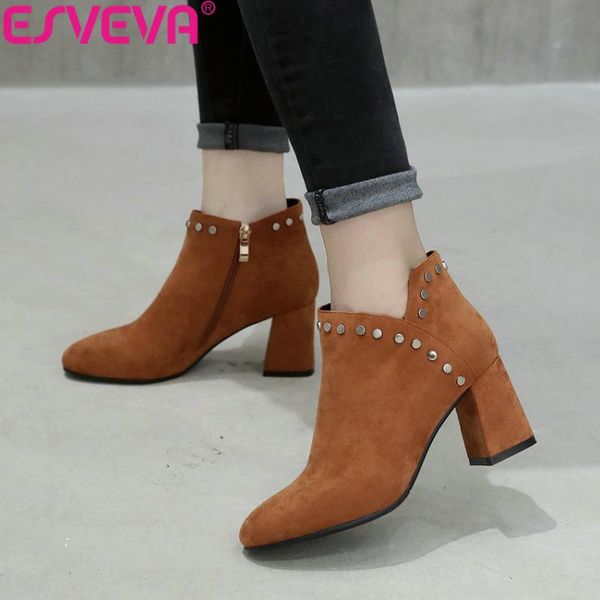 esveva 2020 woman boots rivets high heels autumn shoes short plush boots handmade women ankle shoes round toe size 34-43, Black
esveva 2020 woman boots rivets high heels autumn shoes short plush boots handmade women ankle shoes round toe size 34-43, Black