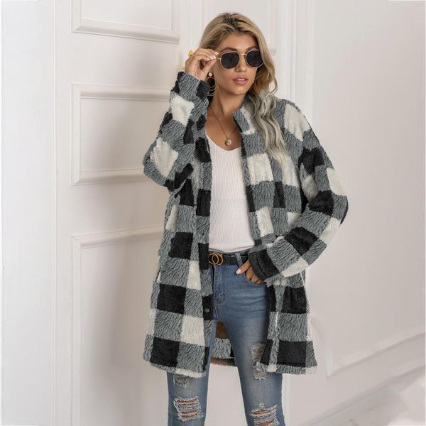 casual womens loose baggy mid long wool blend turn down neck plaid shackets bf coats check winter fleece jacket outerwear oabs, Black
casual womens loose baggy mid long wool blend turn down neck plaid shackets bf coats check winter fleece jacket outerwear oabs, Black