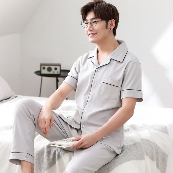 cotton short sleeve pijamas men pure colour cardigan pajamas casual sleepwear two piece set pyjamas plus size spring male pajama lj201112, Black;brown
cotton short sleeve pijamas men pure colour cardigan pajamas casual sleepwear two piece set pyjamas plus size spring male pajama lj201112, Black;brown