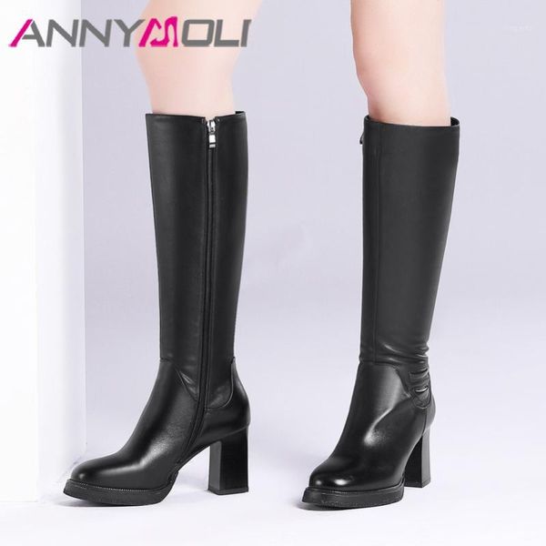 annymoli genuine leather platform high heel knee-high boots women long boots shoes zipper block heels ladies winter black1, Black
annymoli genuine leather platform high heel knee-high boots women long boots shoes zipper block heels ladies winter black1, Black