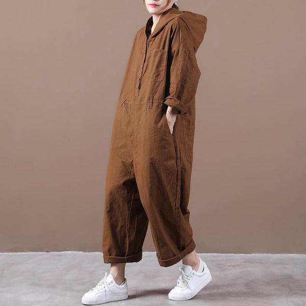 female new autumn korean style plus size literary hooded with button long-sleeved all-match loose and slim jumpsuit, Black;white
female new autumn korean style plus size literary hooded with button long-sleeved all-match loose and slim jumpsuit, Black;white