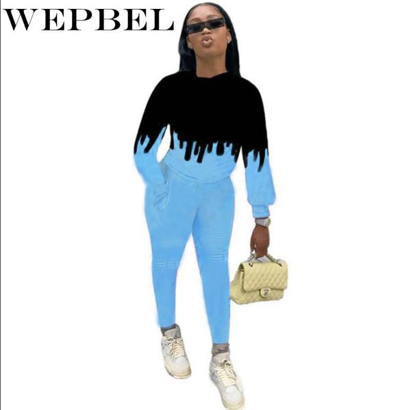 wepbel autumn winter casual long-sleeved o-neck t-shirt + elastic waist pencil pants suit women's tie-dyed printed sports suit, Gray 
wepbel autumn winter casual long-sleeved o-neck t-shirt + elastic waist pencil pants suit women's tie-dyed printed sports suit, Gray