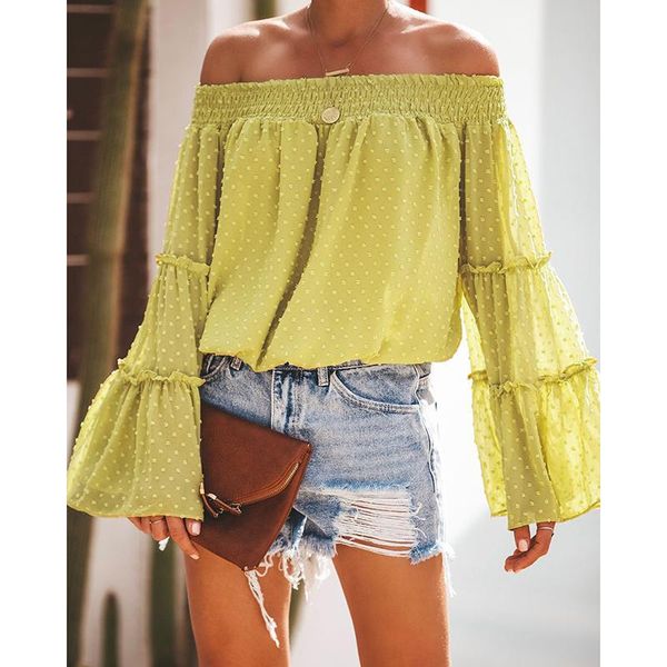 women's blouses & shirts women fashion summer off shoulder trumpet sleeve shirt blouse ladies baggy pullover chiffon, White
women's blouses & shirts women fashion summer off shoulder trumpet sleeve shirt blouse ladies baggy pullover chiffon, White