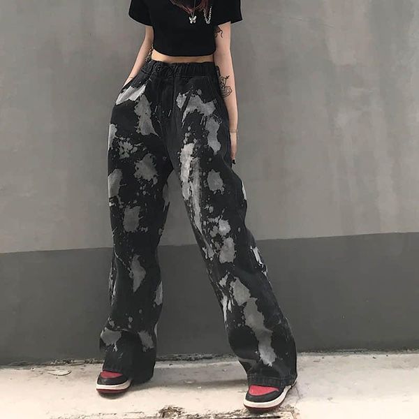 women's jeans autumn spring harajuku vintage women straight pants black tie dye wide leg loose high waist trousers bf, Blue
women's jeans autumn spring harajuku vintage women straight pants black tie dye wide leg loose high waist trousers bf, Blue