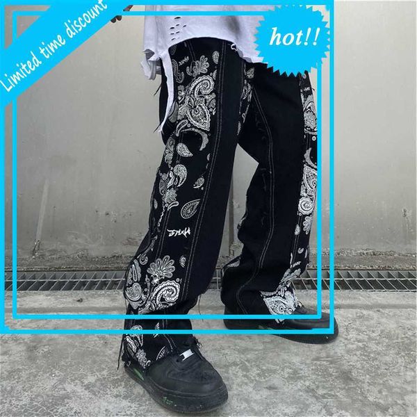 print patchwork pants and women streetwear straight washed harajuku denim trousers loose ripped jeans for men, Black
print patchwork pants and women streetwear straight washed harajuku denim trousers loose ripped jeans for men, Black