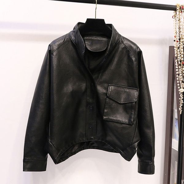 2021 new jacke loose batwing short design long female leather sleeve of plutonium jackets lmnh, Black
2021 new jacke loose batwing short design long female leather sleeve of plutonium jackets lmnh, Black