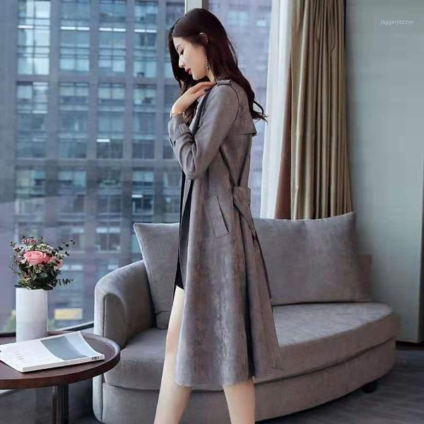 women's trench coats 2021 women spring autumn fashion korea style vintage loose long female sashes casual suede coat cloth t1311, Tan;black
women's trench coats 2021 women spring autumn fashion korea style vintage loose long female sashes casual suede coat cloth t1311, Tan;black
