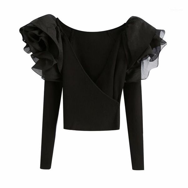zevity women fashion cascading ruffles organza patchwork knitting blouse female v neck chic femininas shirts blusas ls73041, White
zevity women fashion cascading ruffles organza patchwork knitting blouse female v neck chic femininas shirts blusas ls73041, White