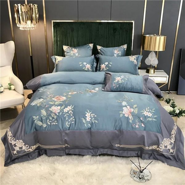 luxury chic flowers embroidery 600tc satin like silk cotton bedding set patchwork duvet cover bed linen sheet pillowcases 
luxury chic flowers embroidery 600tc satin like silk cotton bedding set patchwork duvet cover bed linen sheet pillowcases