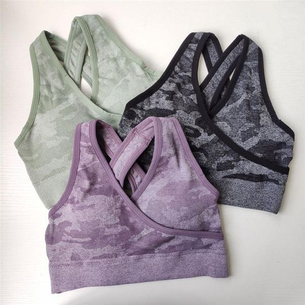 women camo seamless bra seamless sports bra padded push up sports high impact women yoga shirt1, White;black
women camo seamless bra seamless sports bra padded push up sports high impact women yoga shirt1, White;black
