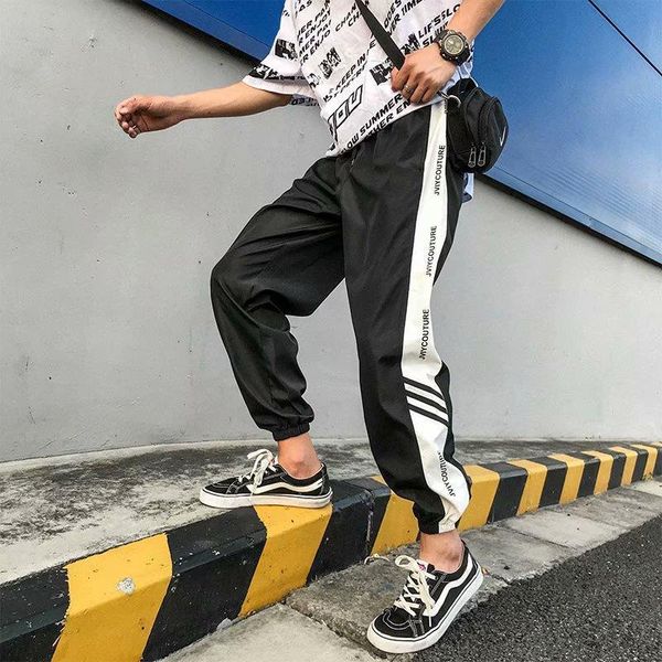 side striped hip pop joggers men long patchwork reflective track pants high elastic waist sweatpants trousers, Black
side striped hip pop joggers men long patchwork reflective track pants high elastic waist sweatpants trousers, Black