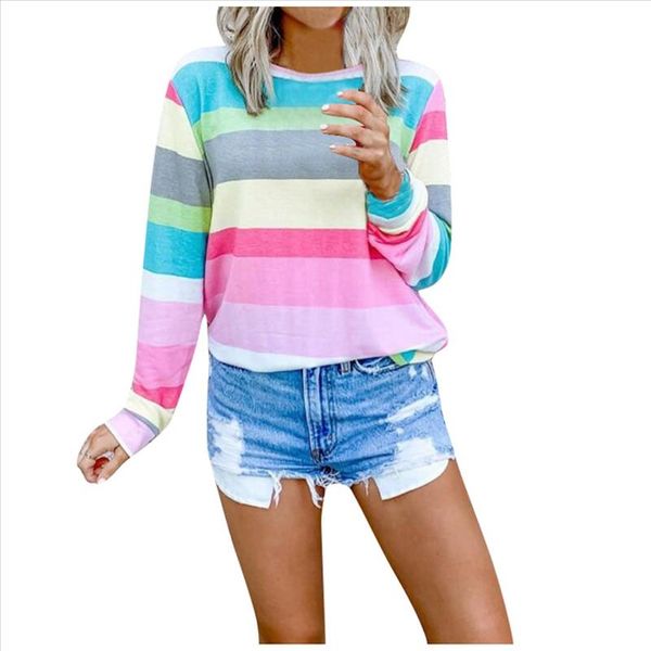rainbow women sweatshirt autumn colorful contrast stripe long sleeve pullover shirt loose blusa jumper sudadera harakuju g2, White
rainbow women sweatshirt autumn colorful contrast stripe long sleeve pullover shirt loose blusa jumper sudadera harakuju g2, White