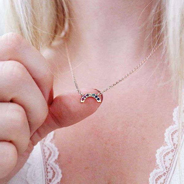 925 sterling silver simple rainbow shaped colorful cz necklace minimal delicate jewelry vermeil gold color sweet necklaces gift
925 sterling silver simple rainbow shaped colorful cz necklace minimal delicate jewelry vermeil gold color sweet necklaces gift