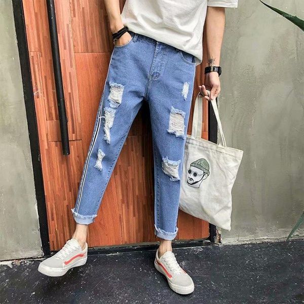 men's jeans nine pants, broken jeans, thin skinny boys, han version, trendy beggars, points, summer.1, Blue
men's jeans nine pants, broken jeans, thin skinny boys, han version, trendy beggars, points, summer.1, Blue