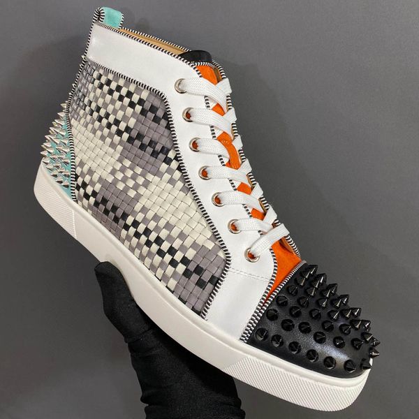 designer shoes flats casual shoes beige weave leather high red bottom for men black toecap loafers sneakers spikes blue heel
designer shoes flats casual shoes beige weave leather high red bottom for men black toecap loafers sneakers spikes blue heel
