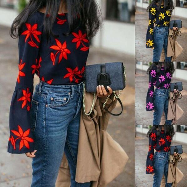 women long sleeve tunic graphic floral tee shirt casual jumper baggy blouse 1, Blue;gray
women long sleeve tunic graphic floral tee shirt casual jumper baggy blouse 1, Blue;gray