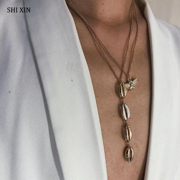 pendant necklaces shixin fashion long layered necklace for women angel/seashell simple sea shell female neckless jewelry, Silver
pendant necklaces shixin fashion long layered necklace for women angel/seashell simple sea shell female neckless jewelry, Silver